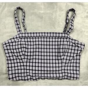 Hollister M Purple Tartan Plaid Crop Tank Festival Cowgirl Gingham Cottage Y2K